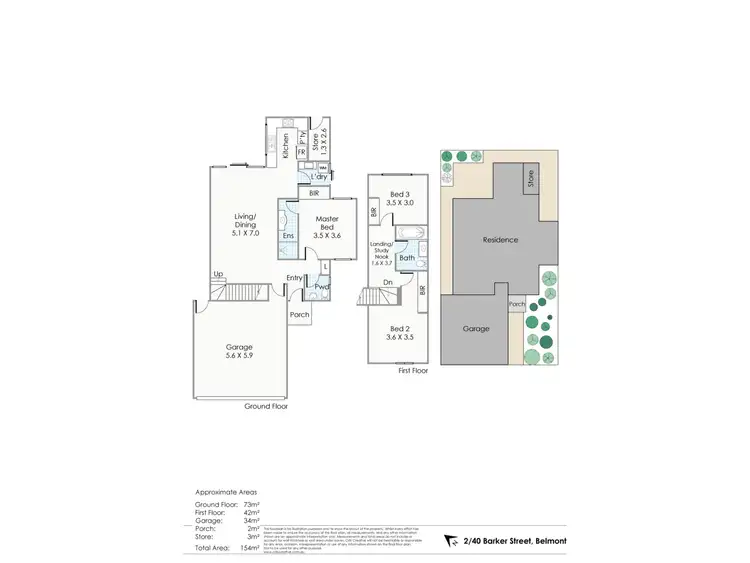 Floorplan of Homely townhouse listing, 2/40 Barker Street, Belmont WA 6104