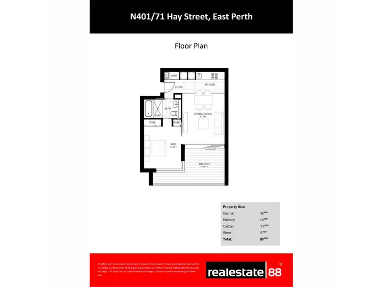 Floorplan of Homely apartment listing, N401/71 Hay Street, East Perth WA 6004
