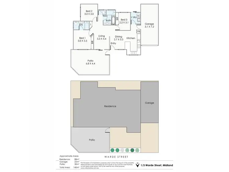 Floorplan of Homely villa listing, 1/3 Warde Street, Midland WA 6056