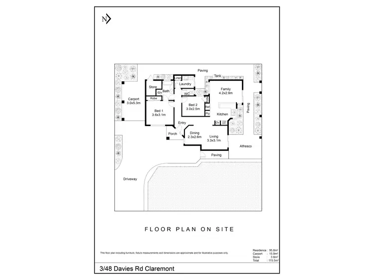 Floorplan of Homely villa listing, 3/48 Davies Road, Claremont WA 6010