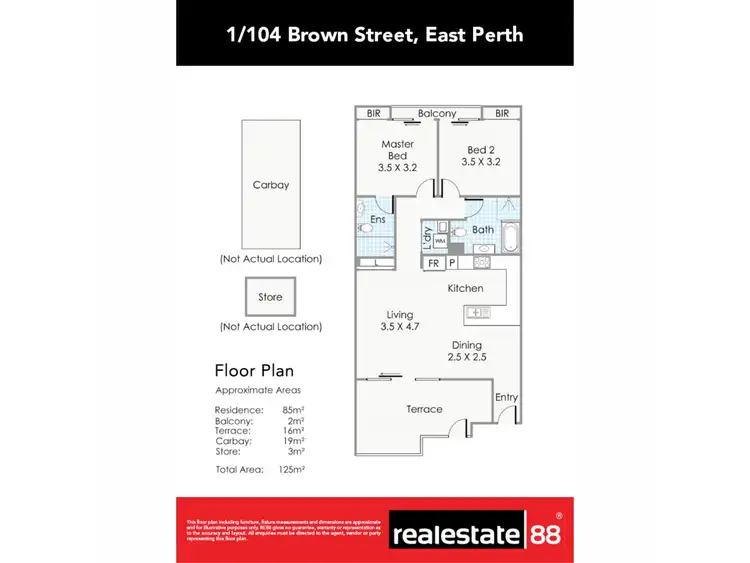 Floorplan of Homely apartment listing, 1/104 Brown Street, East Perth WA 6004