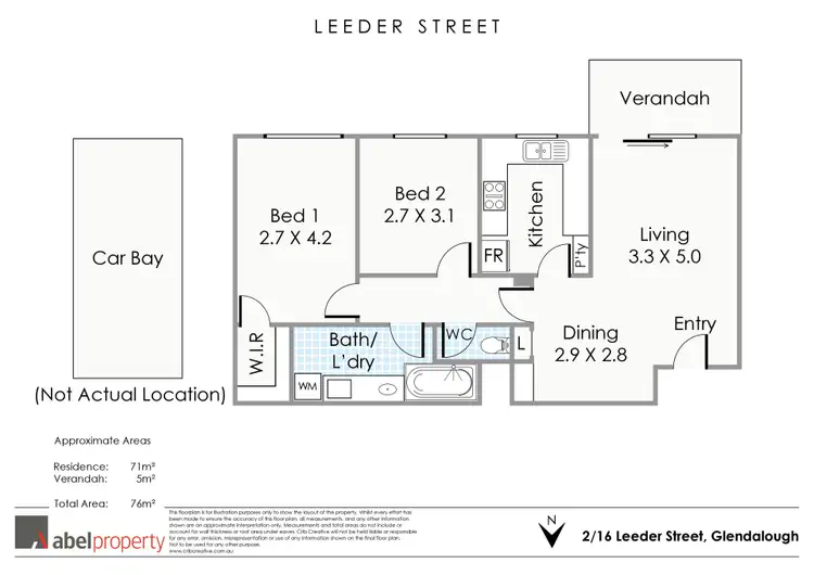 Floorplan of Homely unit listing, 2/16 Leeder Street, Glendalough WA 6016
