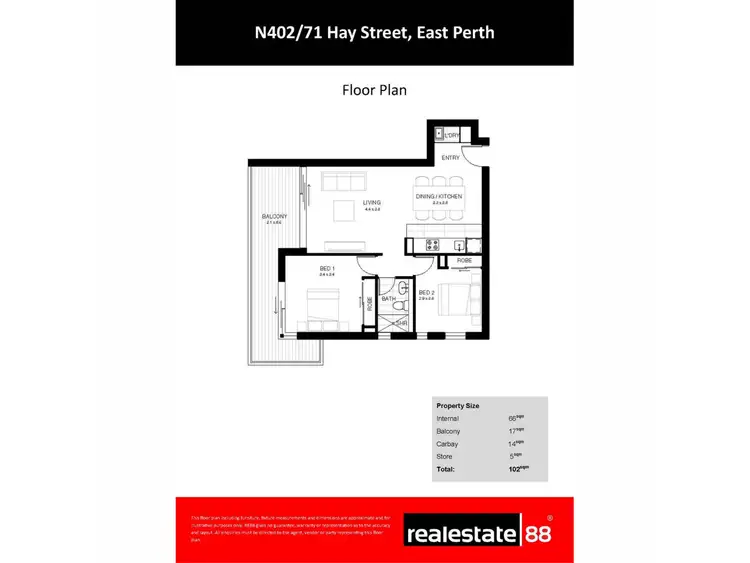 Floorplan of Homely apartment listing, 106/8 Moreau Parade, East Perth WA 6004