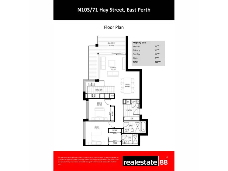 Floorplan of Homely apartment listing, 505/8 Moreau Parade, East Perth WA 6004
