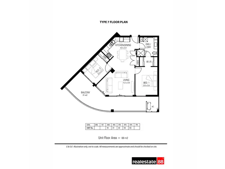 Floorplan of Homely apartment listing, 31/34 East Parade, East Perth WA 6004