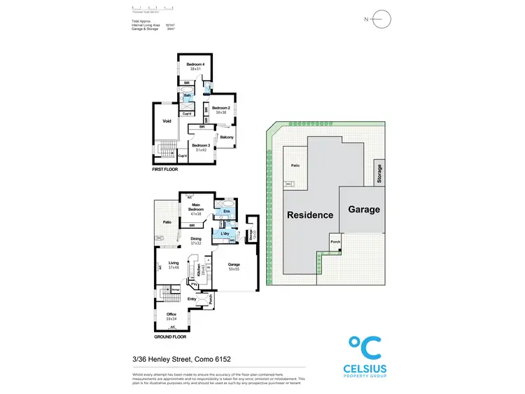 Floorplan of Homely townhouse listing, 3/36 Henley Street, Como WA 6152