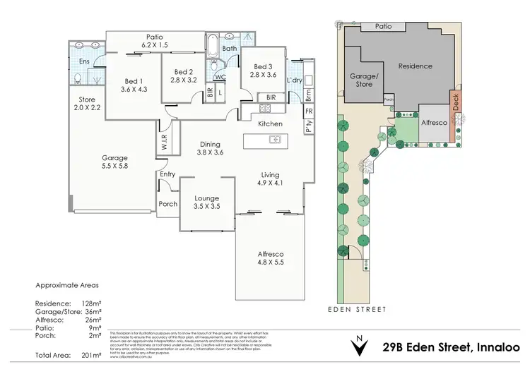 Floorplan of Homely semi-detached listing, 29B Eden Street, Innaloo WA 6018