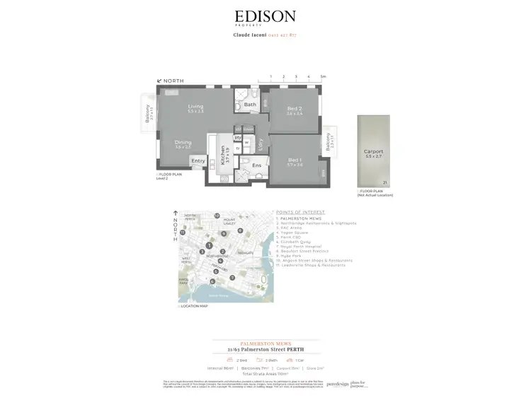 Floorplan of Homely apartment listing, 21/63 Palmerston Street, Perth WA 6000