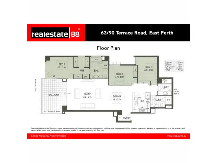 Floorplan of Homely apartment listing, 63/90 Terrace Road, East Perth WA 6004