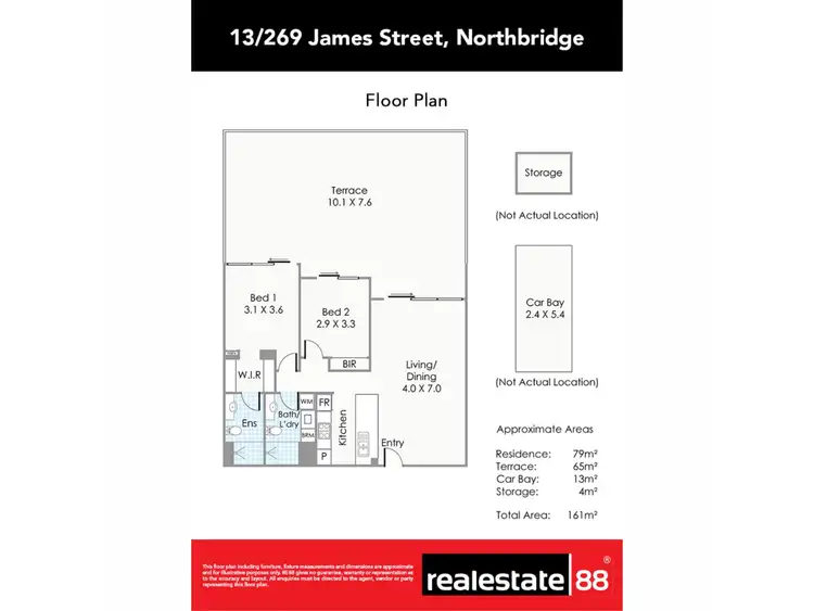 Floorplan of Homely apartment listing, 13/269 James Street, Northbridge WA 6003