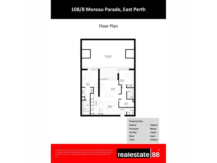 Floorplan of Homely apartment listing, 108/8 Moreau Parade, East Perth WA 6004