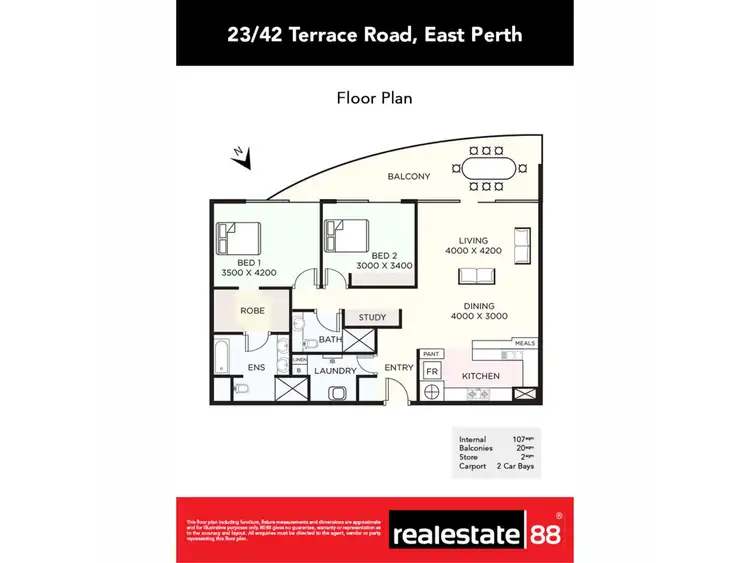Floorplan of Homely apartment listing, 23/42 Terrace Road, East Perth WA 6004