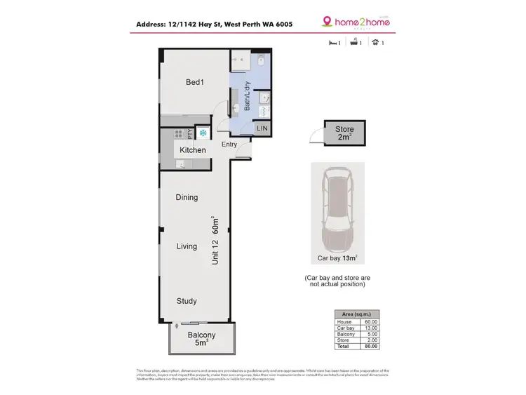 Floorplan of Homely apartment listing, 12/1142 Hay Street, West Perth WA 6005