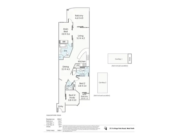 Floorplan of Homely apartment listing, 27/16 Kings Park Road, West Perth WA 6005
