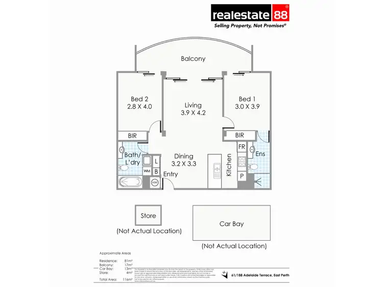 Floorplan of Homely apartment listing, 61/188 Adelaide Terrace, East Perth WA 6004