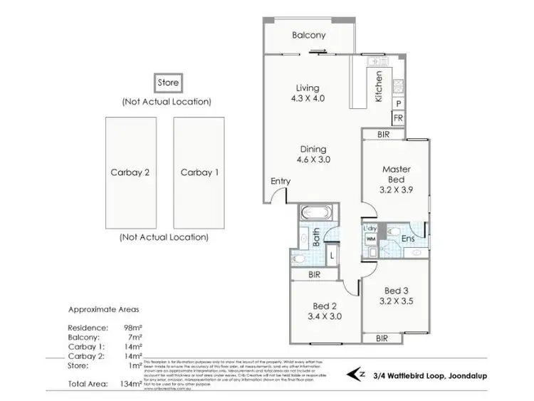 Floorplan of Homely apartment listing, 3/4 Wattlebird Loop, Joondalup WA 6027