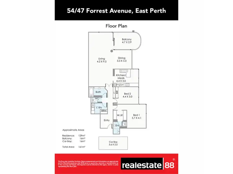 Floorplan of Homely apartment listing, 54/47 Forrest Avenue, East Perth WA 6004