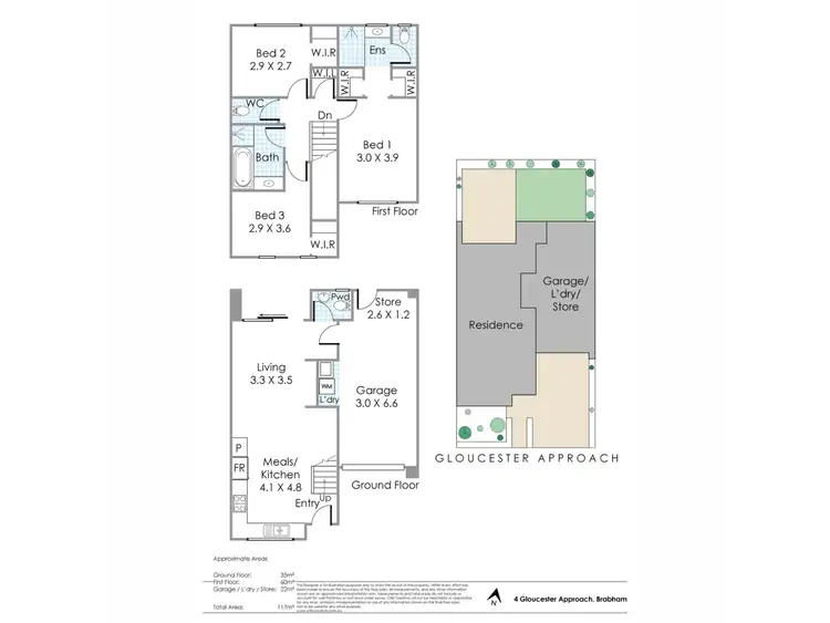 Floorplan of Homely townhouse listing, 4 Gloucester Approach, Brabham WA 6055
