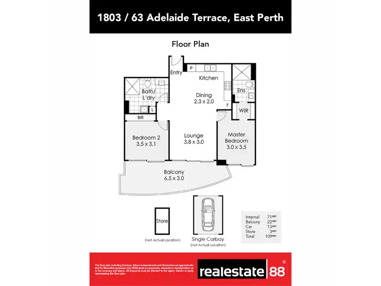 Floorplan of Homely apartment listing, 1803/63 Adelaide Terrace, East Perth WA 6004