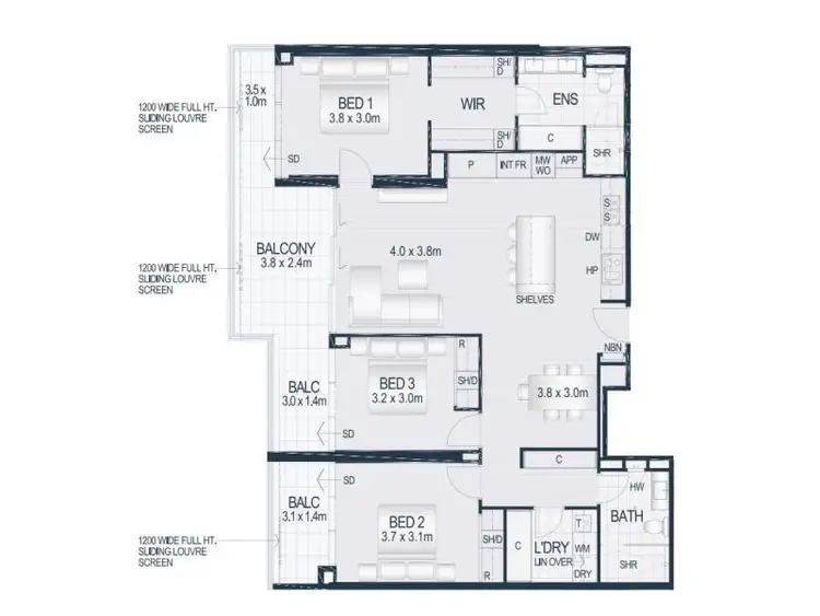 Floorplan of Homely apartment listing, Lot 89, 1901/3 Kintail Road, Applecross WA 6153