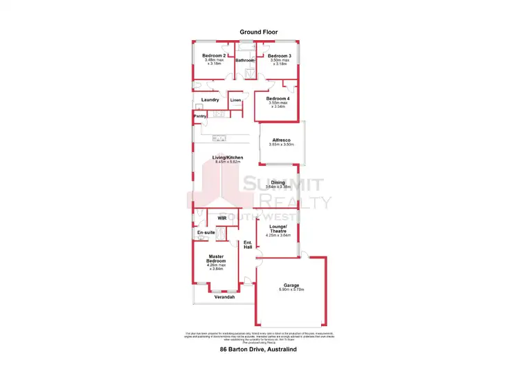 Floorplan of Homely house listing, 86 Barton Drive, Australind WA 6233