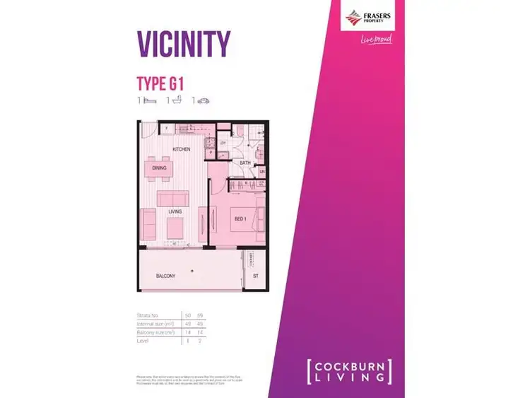 Floorplan of Homely apartment listing, 59/12 Junction Boulevard, Cockburn Central WA 6164