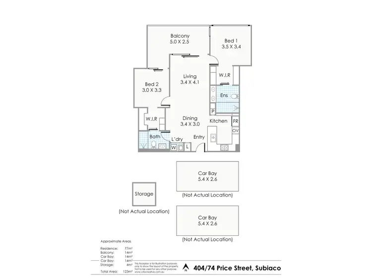 Floorplan of Homely apartment listing, 404/74 Price Street, Subiaco WA 6008