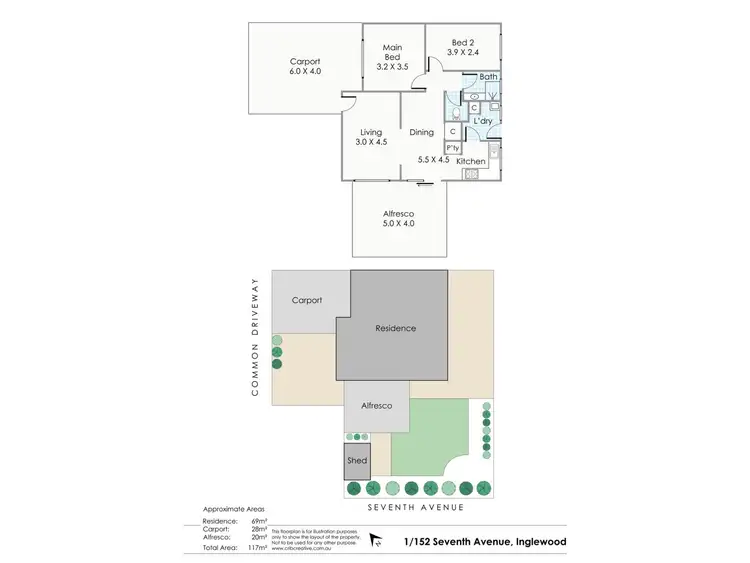 Floorplan of Homely villa listing, 1/152 Seventh Avenue, Inglewood WA 6052