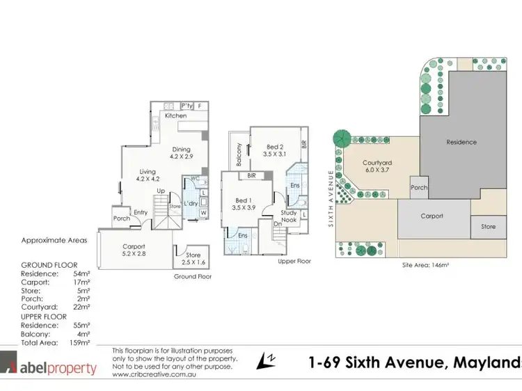 Floorplan of Homely townhouse listing, 1/69 Sixth Avenue, Maylands WA 6051