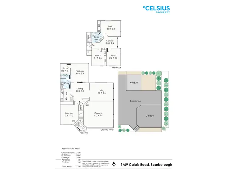 Floorplan of Homely townhouse listing, 1/69 Calais Road, Scarborough WA 6019