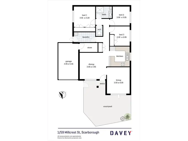 Floorplan of Homely villa listing, 1/59 Millcrest Street, Scarborough WA 6019
