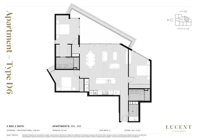 Floorplan of Homely apartment listing, 306/5 Davies Road, Claremont WA 6010