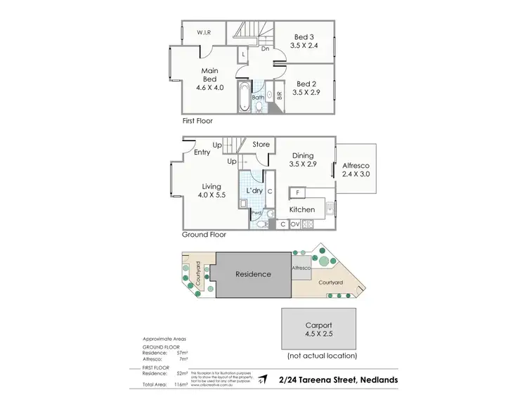Floorplan of Homely townhouse listing, 2/24 Tareena Street, Nedlands WA 6009