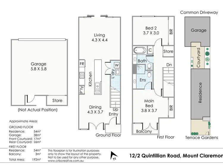 Floorplan of Homely townhouse listing, 12/2 Quintilian Road, Mount Claremont WA 6010