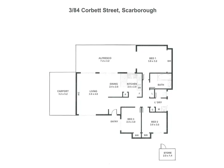 Floorplan of Homely villa listing, 3/84 Corbett Street, Scarborough WA 6019
