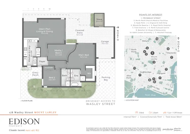 Floorplan of Homely villa listing, 17B Wasley Street, Mount Lawley WA 6050