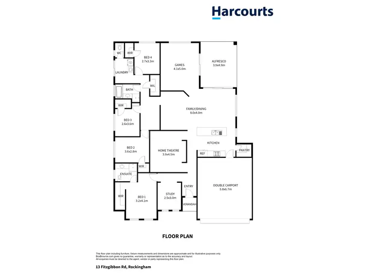 Floorplan of Homely house listing, 13 Fitzgibbon Road, Rockingham WA 6168