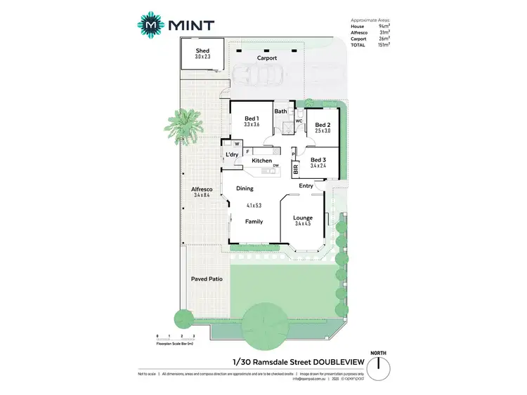 Floorplan of Homely semi-detached listing, 1/30 Ramsdale Street, Doubleview WA 6018