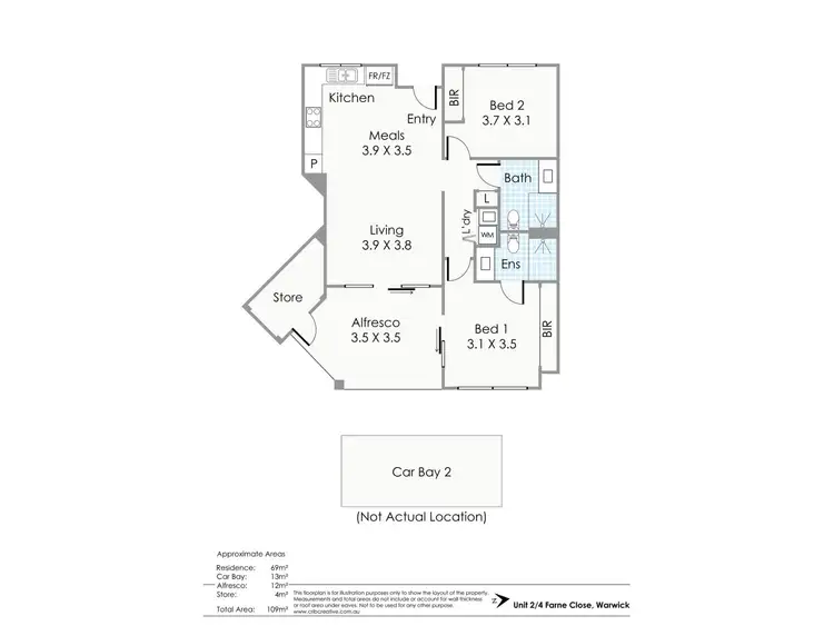 Floorplan of Homely apartment listing, 2/4 Farne Close, Warwick WA 6024
