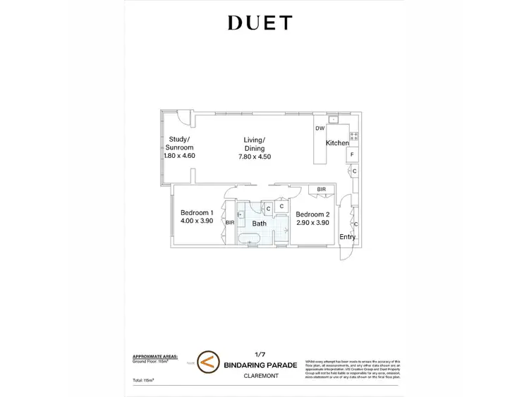 Floorplan of Homely apartment listing, 1/7 Bindaring Parade, Claremont WA 6010