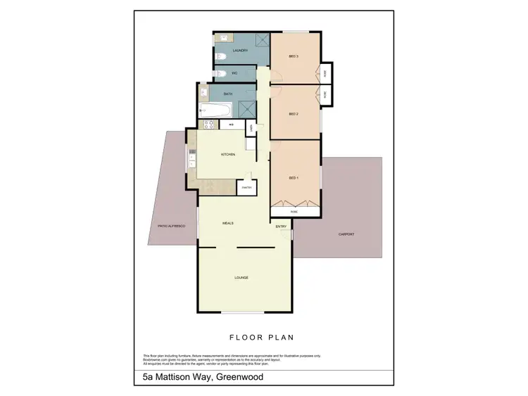 Floorplan of Homely semi-detached listing, 5a Mattison Way, Greenwood WA 6024