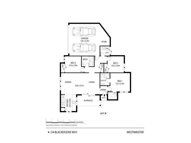 Floorplan of Homely villa listing, B/34 Blackdoune Way, Westminster WA 6061