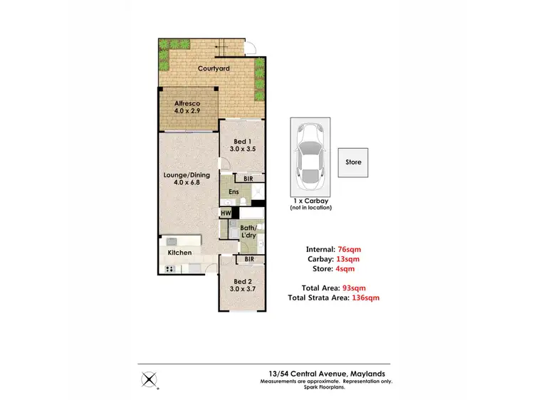 Floorplan of Homely apartment listing, 13/54 Central Avenue, Maylands WA 6051
