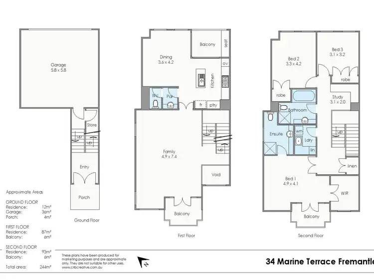Floorplan of Homely townhouse listing, 34 Marine Terrace, Fremantle WA 6160