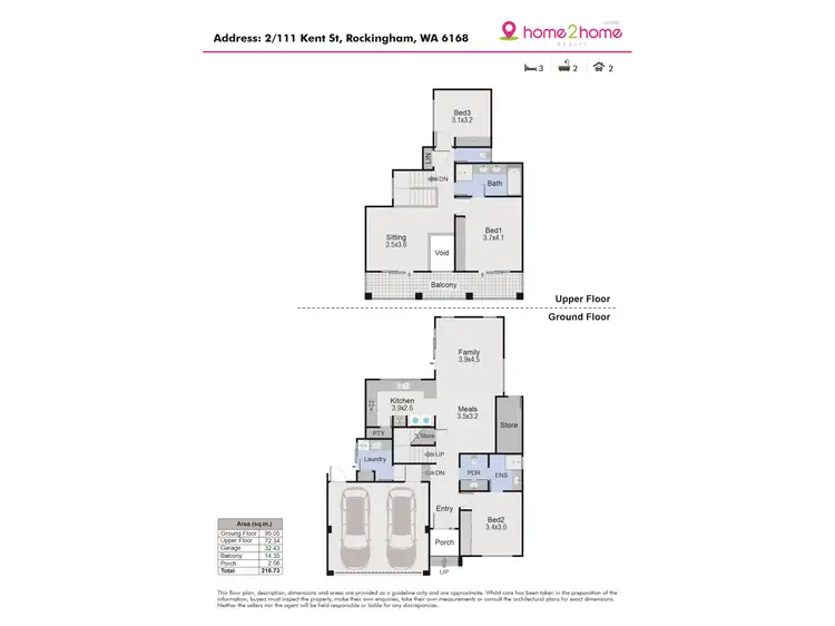 Floorplan of Homely townhouse listing, 2/111 Kent Street, Rockingham WA 6168