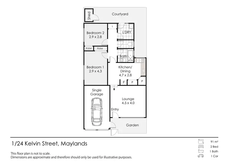 Floorplan of Homely unit listing, 1/24 Kelvin Street, Maylands WA 6051