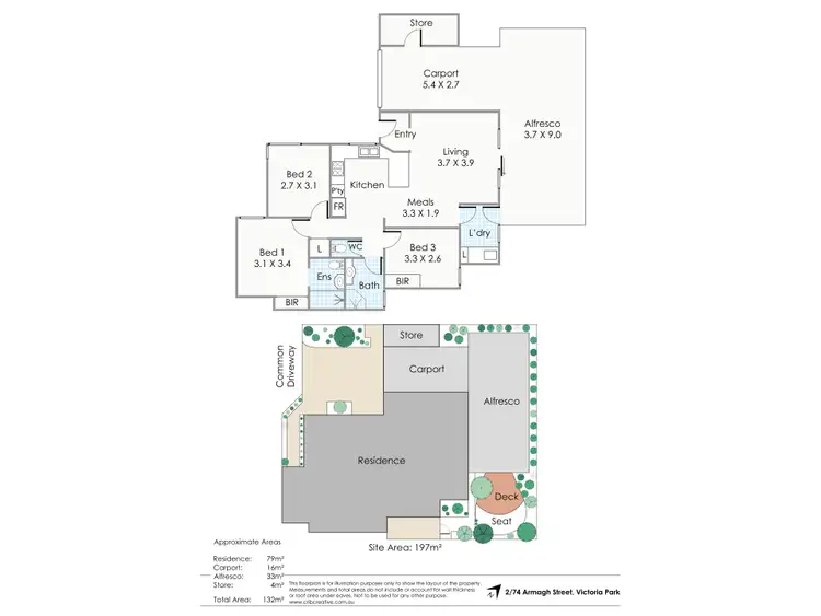 Floorplan of Homely villa listing, 2/74 Armagh Street, Victoria Park WA 6100