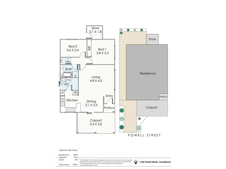 Floorplan of Homely villa listing, 1/86 Powell Street, Joondanna WA 6060