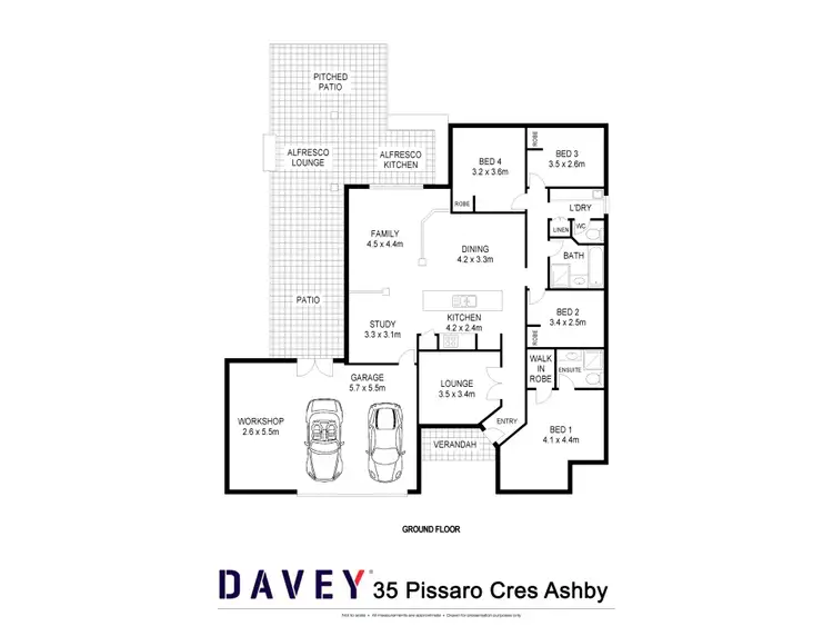 Floorplan of Homely house listing, 35 Pissaro Crescent, Ashby WA 6065
