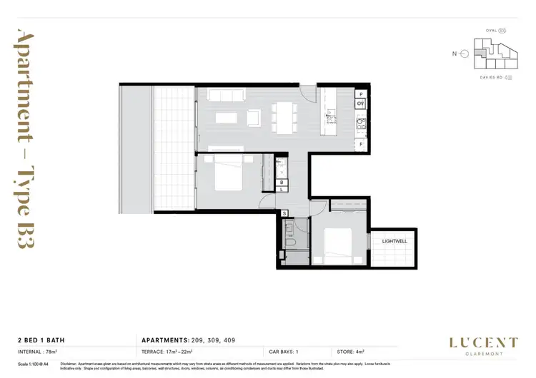 Floorplan of Homely apartment listing, 309/5 Davies Road, Claremont WA 6010